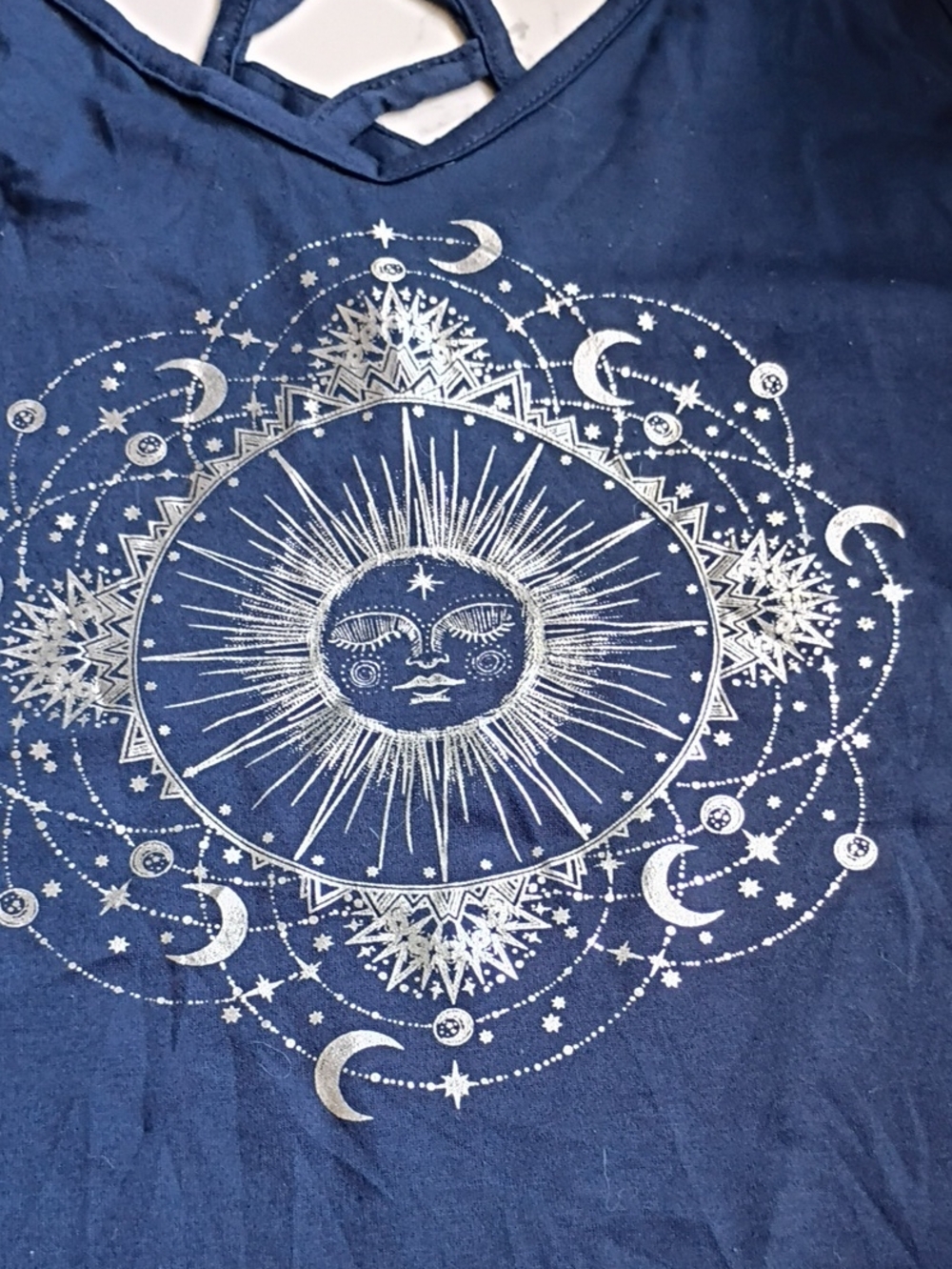 No.boundaries Celestial Sun & Moon Navy Strappy Tank Top - Picture 2 of 6